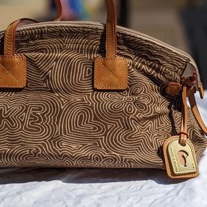 Dooney and Bourke Sport Pop Logo tan canvas dome bag